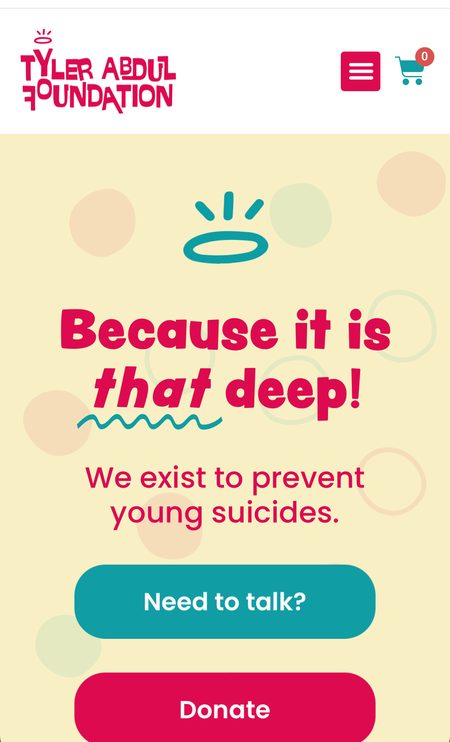 Tyler Abdul Foundation website on a phone